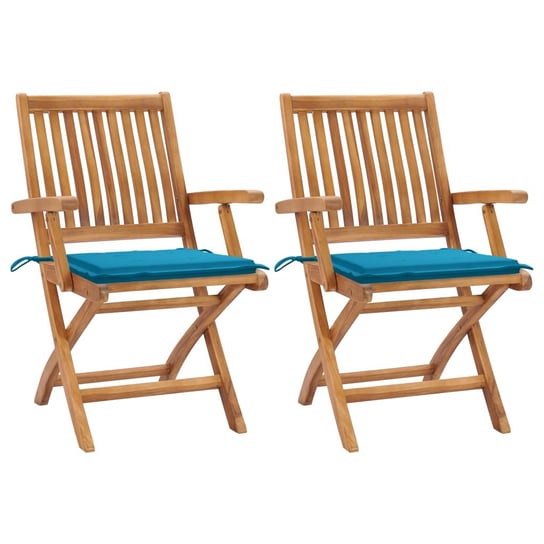 Zestaw 2 drewnianych krzeseł ogrodowych, tek, nieb Inna marka