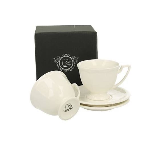 Zestaw 2 Filiżanek Espresso ze Spodkami Duo 110 ml Cassette Biała Porcelana Duo