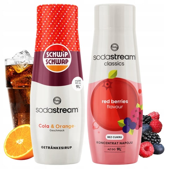 Zestaw 2 koncentratów Sodastream Shwip Shwap Cola Pomarańcza + Red Berries SodaStream