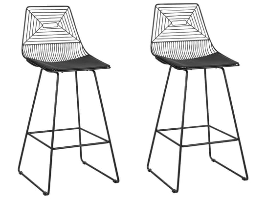 Zestaw 2 Krzeseł Barowych Metalowy Czarny Bisbee Beliani