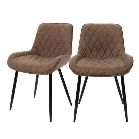 Zestaw 2 krzeseł do jadalni Brązowa tapicerka ze sztucznej skóry z metalowymi nogami wraz z materiałem montażowym ML-Design ML-DESIGN
