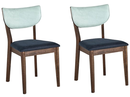 Zestaw 2 krzeseł do jadalni drewniany ciemny z niebieskim MOKA Beliani