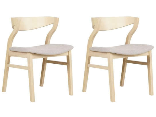 Zestaw 2 krzeseł do jadalni jasne drewno z beżowym MAROA Beliani