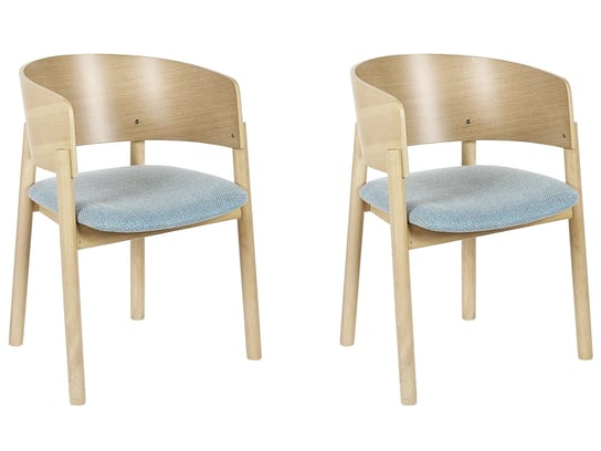 Zestaw 2 krzeseł do jadalni jasne drewno z niebieskim MARIKANA Beliani