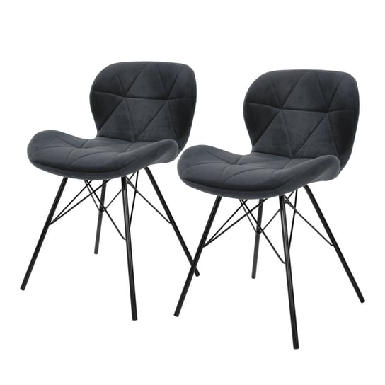 Zestaw 2 krzeseł do jadalni składający się z 2 antracytowych aksamitnych pokrowców z metalowymi nogami wraz z materiałem montażowym ML-Design ML-DESIGN