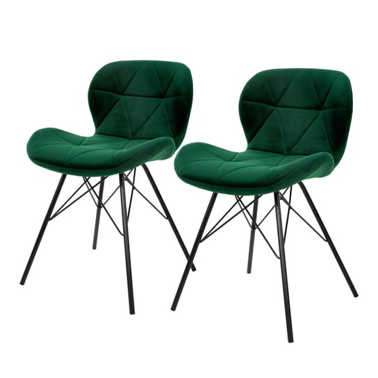 Zestaw 2 krzeseł do jadalni w kolorze zielonym z aksamitu z metalowymi nogami wraz z materiałem montażowym ML-Design ML-DESIGN