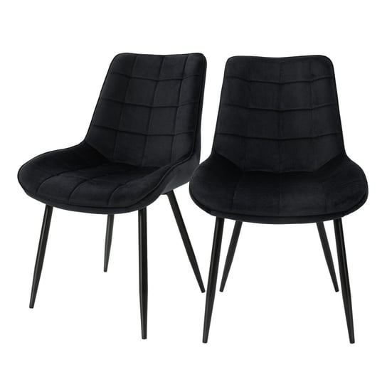 Zestaw 2 krzeseł do jadalni z czarnego aksamitu z metalowymi nogami wraz z materiałem montażowym ML-Design ML-DESIGN