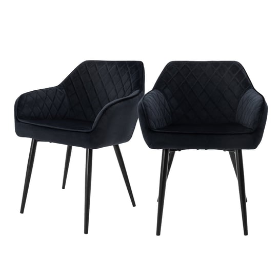 Zestaw 2 krzeseł do jadalni z czarnego aksamitu z metalowymi nogami wraz z materiałem montażowym ML-Design ML-DESIGN