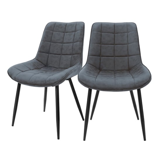 Zestaw 2 krzeseł do jadalni z imitacji skóry w kolorze antracytu z metalowymi nogami, z elementami montażowymi ML-Design ML-DESIGN