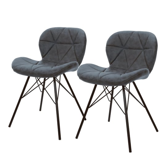 Zestaw 2 krzeseł do jadalni z imitacji skóry w kolorze antracytu z metalowymi nogami, z elementami montażowymi ML-Design ML-DESIGN