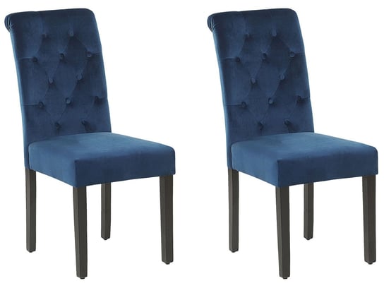 Zestaw 2 krzeseł do jadalni z kołatką welur niebieski VELVA II Beliani