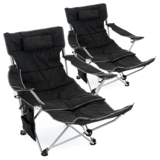 Zestaw 2 krzeseł kempingowych ze zdejmowanym podnóżkiem, cza Divero