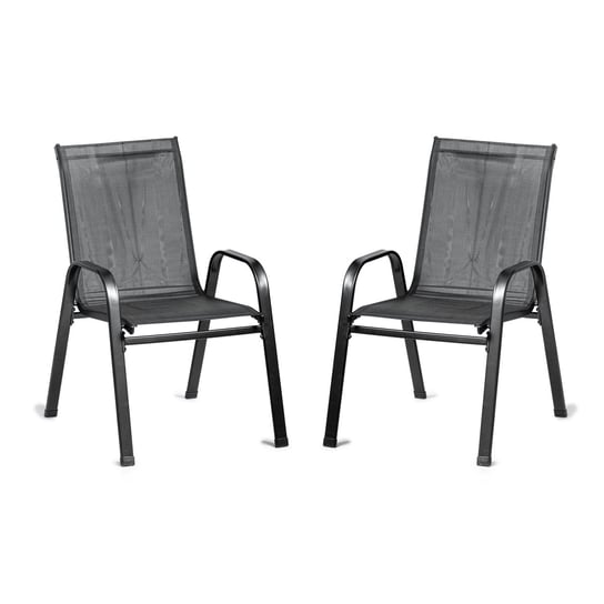 Zestaw 2 krzeseł - nowoczesne metalowe krzesło ogrodowe czarne / Bauerkraft Bauerkraft
