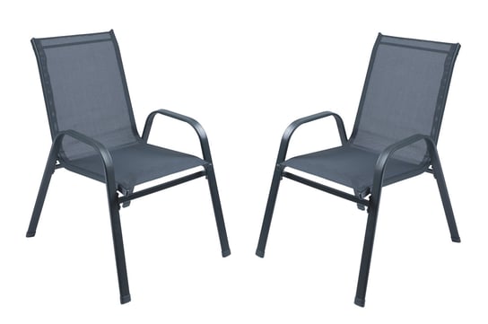 Zestaw 2 krzeseł - nowoczesne metalowe krzesło ogrodowe grafitowe / Bauerkraft Bauerkraft