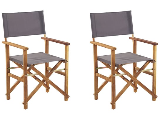 Zestaw 2 krzeseł ogrodowych akacjowy jasne drewno z szarym CINE Beliani