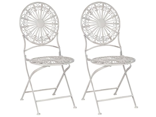 Zestaw 2 krzeseł ogrodowych metalowy biały SCAFA Beliani