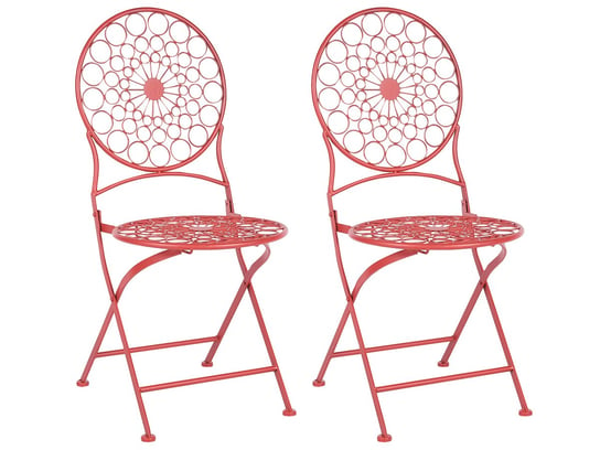 Zestaw 2 krzeseł ogrodowych metalowy czerwony SCARIO Beliani