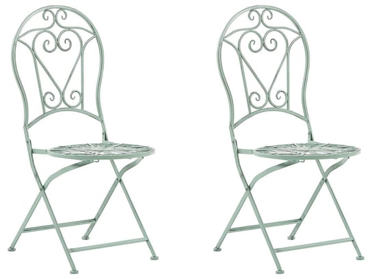 Zestaw 2 krzeseł ogrodowych metalowy zielony TRENTO Beliani