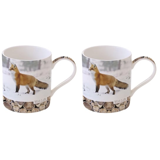 Zestaw 2 kubków porcelanowych  w kolorowym opakowaniu lis 350 ml Nuova R2S Wild Life  białe Nuova R2S