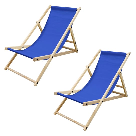 Zestaw 2 leżaków plażowych Granatowy składany leżak plażowy Krzesło ogrodowe ECD Germany