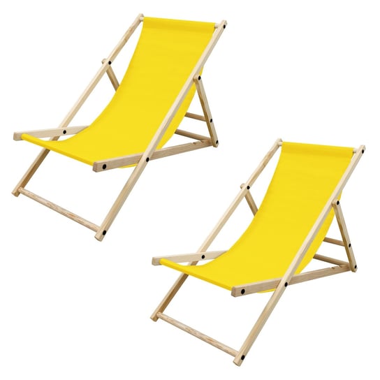 Zestaw 2 leżaków plażowych żółty składany leżak plażowy leżak ogrodowy ECD Germany