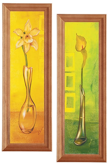 Zestaw 2 obrazów w drewnianej ramie, 10x35 cm- Kwiat w wazonie POSTERGALERIA