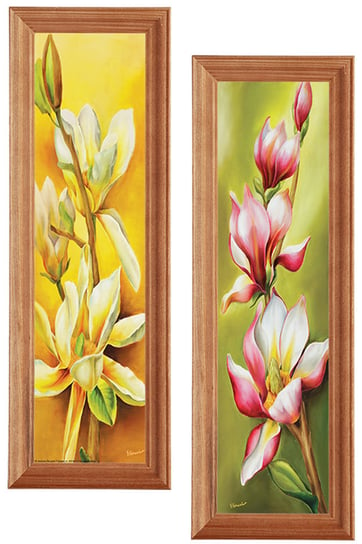Zestaw 2 obrazów w drewnianej ramie, 10x35 cm- Seria Magnolia POSTERGALERIA