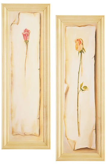 Zestaw 2 obrazów w drewnianej ramie, 10x35 cm- Seria Róże POSTERGALERIA