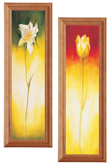 Zestaw 2 obrazów w drewnianej ramie, 10x35 cm- Seria Tulipan i Lilia POSTERGALERIA