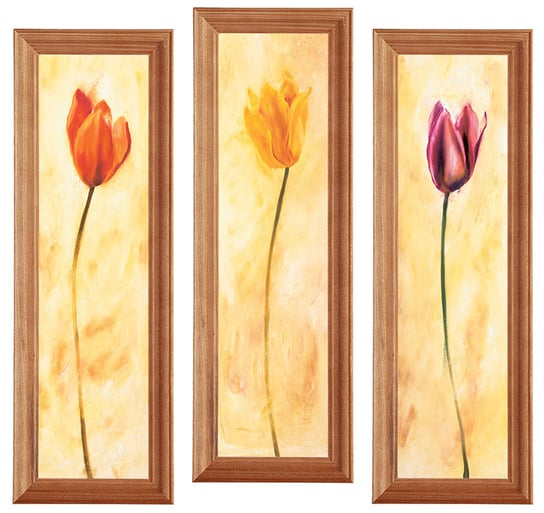 Zestaw 2 obrazów w drewnianej ramie, 10x35 cm- Seria Tulipany POSTERGALERIA