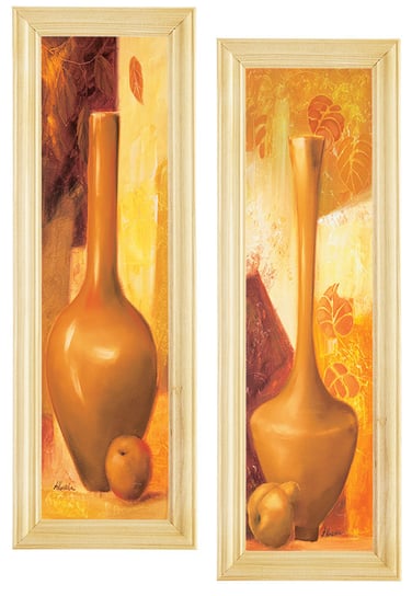Zestaw 2 obrazów w drewnianej ramie, 10x35 cm- Seria Wazon POSTERGALERIA