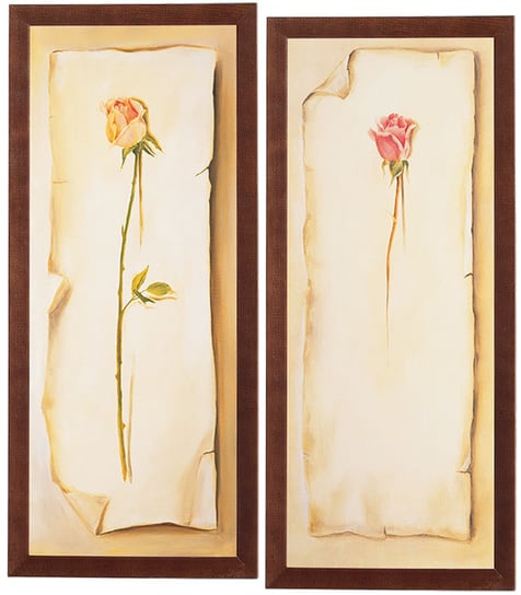 Zestaw 2 obrazów w drewnianej ramie, 20x50 cm- Seria Róże POSTERGALERIA