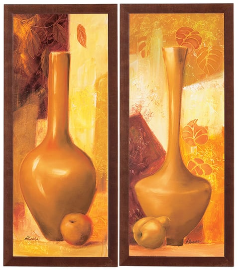 Zestaw 2 obrazów w drewnianej ramie, 20x50 cm- Seria Wazon POSTERGALERIA