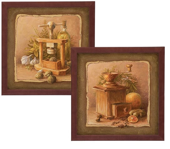 Zestaw 2 obrazów w drewnianej ramie, 30x30 cm- Seria kuchenna POSTERGALERIA