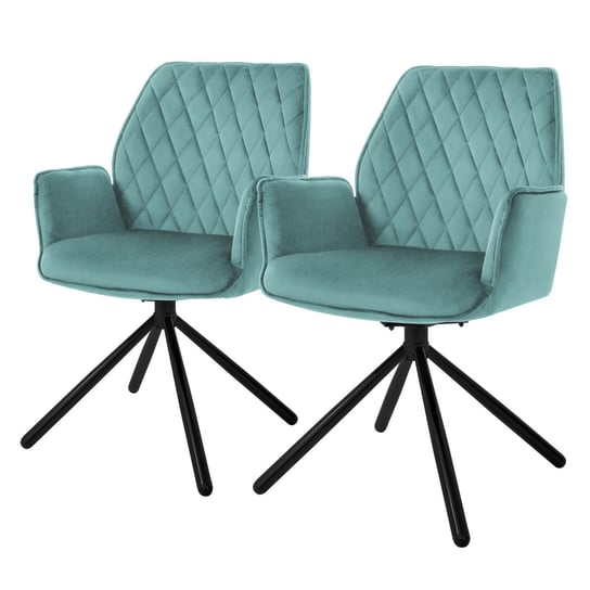 Zestaw 2 obrotowych krzeseł do jadalni krzesło do jadalni krzesło 180 ° obrotowe aksamitne krzesło do salonu ML-DESIGN