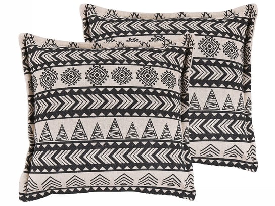 Zestaw 2 poduszek dekoracyjnych geometryczny wzór 45 x 45 cm beżowo-czarny HENTEPE Beliani