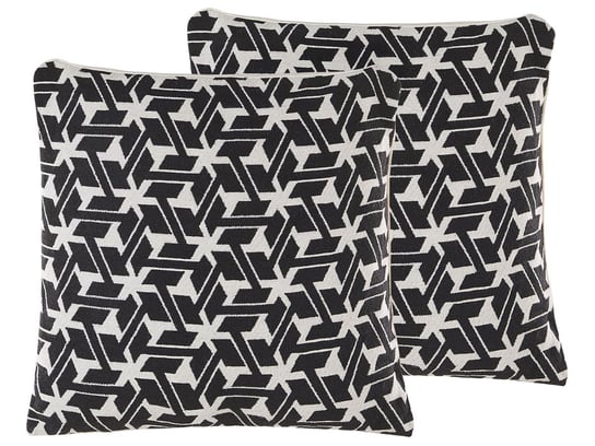 Zestaw 2 poduszek dekoracyjnych geometryczny wzór 45 x 45 cm czarno-biały ANDIRIN Beliani