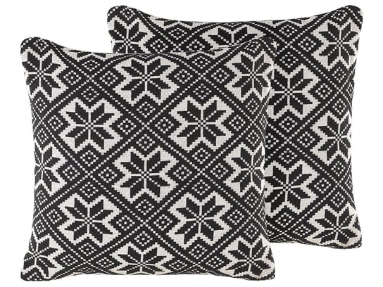 Zestaw 2 poduszek dekoracyjnych geometryczny wzór 45 x 45 cm czarno-biały BESKOZ Beliani