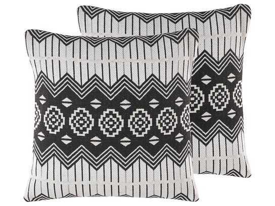 Zestaw 2 poduszek dekoracyjnych geometryczny wzór 45 x 45 cm czarno-biały CARDAK Beliani