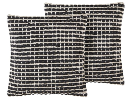 Zestaw 2 poduszek dekoracyjnych geometryczny wzór 45 x 45 cm czarno-biały YONCALI Beliani