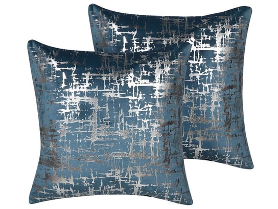 Zestaw 2 poduszek dekoracyjnych geometryczny wzór 45 x 45 cm niebieski CALANTHE Beliani