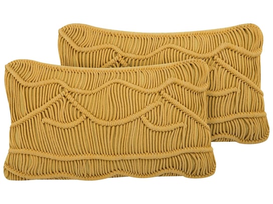 Zestaw 2 poduszek dekoracyjnych makrama 30 x 50 cm żółty KIRIS Beliani