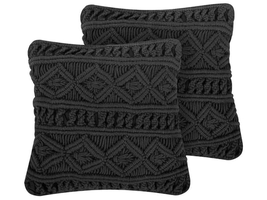 Zestaw 2 poduszek dekoracyjnych makrama 45 x 45 cm czarne MUDANYA Beliani