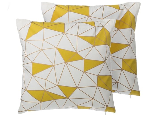 Zestaw 2 poduszek dekoracyjnych w siatkę 45 x 45 cm żółty CLARKIA Beliani
