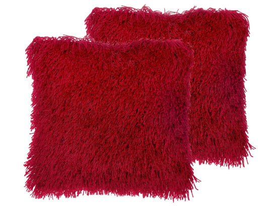 Zestaw 2 poduszek dekoracyjnych włochacze 45 x 45 cm czerwony CIDE Beliani
