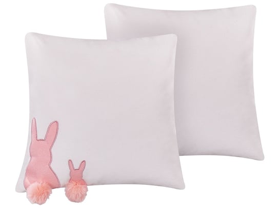 Zestaw 2 poduszek dekoracyjnych z motywem królika 45 x 45 cm biały PHLOX Beliani