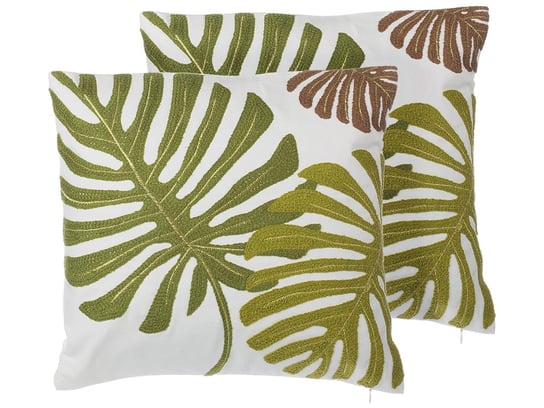 Zestaw 2 poduszek dekoracyjnych z motywem palmy 45 x 45 cm zielony ZENOBIA Beliani