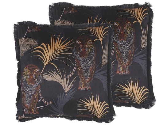 Zestaw 2 poduszek dekoracyjnych z motywem tygrysa 45 x 45 cm czarny RAMTEK Beliani