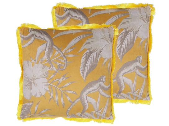 Zestaw 2 poduszek dekoracyjnych z motywem zwierzęcym 45 x 45 cm źółty MANJU Beliani