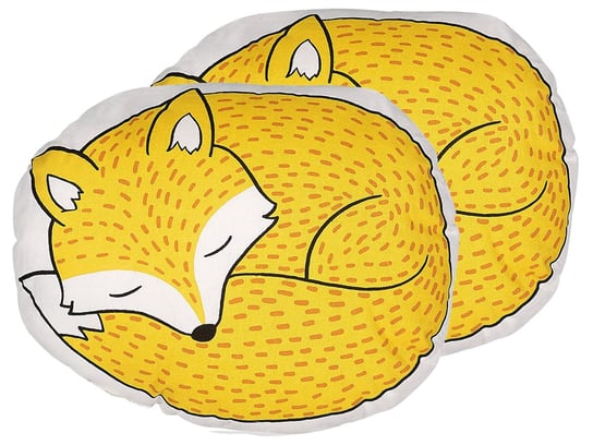 Zestaw 2 poduszek dla dzieci lis 50 x 40 cm żółty DHANBAD Beliani